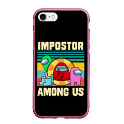 Чехол iPhone 7/8 матовый Among Us IMPOSTOR, цвет: 3D-малиновый