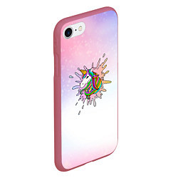 Чехол iPhone 7/8 матовый Единорог, цвет: 3D-малиновый — фото 2