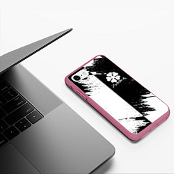 Чехол iPhone 7/8 матовый ЧЁРНЫЙ КЛЕВЕР BLACK CLOVER, цвет: 3D-малиновый — фото 2
