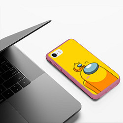Чехол iPhone 7/8 матовый AMONG US YELLOW, цвет: 3D-малиновый — фото 2