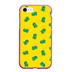 Чехол iPhone 7/8 матовый Дракончик-динозаврик, цвет: 3D-малиновый