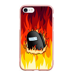 Чехол iPhone 7/8 матовый Among Us Fire Z, цвет: 3D-светло-розовый