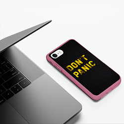 Чехол iPhone 7/8 матовый DONT PANIC, цвет: 3D-малиновый — фото 2