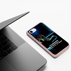 Чехол iPhone 7/8 матовый Пёсель засиделся в интернете, цвет: 3D-светло-розовый — фото 2