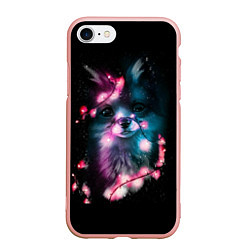 Чехол iPhone 7/8 матовый Лиса с гирляндой, цвет: 3D-светло-розовый