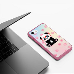 Чехол iPhone 7/8 матовый Милая пандочка, цвет: 3D-малиновый — фото 2