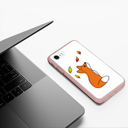 Чехол iPhone 7/8 матовый Лиса С Листиками, цвет: 3D-светло-розовый — фото 2