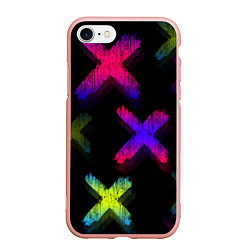 Чехол iPhone 7/8 матовый Крестики, цвет: 3D-светло-розовый