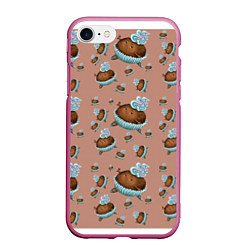 Чехол iPhone 7/8 матовый Шоколадка-балеринка, цвет: 3D-малиновый