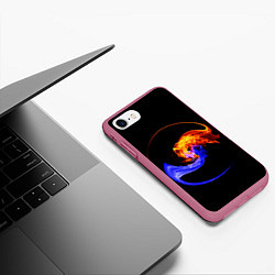Чехол iPhone 7/8 матовый Две стихии, цвет: 3D-малиновый — фото 2