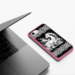 Чехол iPhone 7/8 матовый Рингерике олень белый 3D, цвет: 3D-малиновый — фото 2