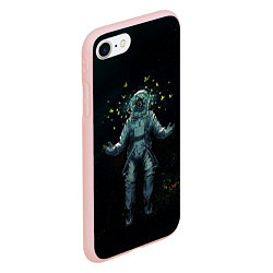 Чехол iPhone 7/8 матовый Космонавт, цвет: 3D-светло-розовый — фото 2