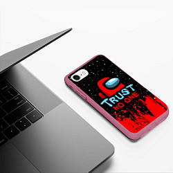Чехол iPhone 7/8 матовый AMONG US - НЕ ВЕРЬ НИКОМУ, цвет: 3D-малиновый — фото 2
