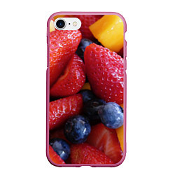 Чехол iPhone 7/8 матовый Фругтово-ягодное изобилие, цвет: 3D-малиновый