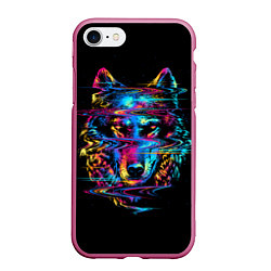 Чехол iPhone 7/8 матовый Волк, цвет: 3D-малиновый