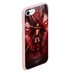 Чехол iPhone 7/8 матовый Атака титанов, цвет: 3D-светло-розовый — фото 2