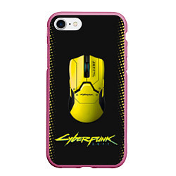 Чехол iPhone 7/8 матовый Cyberpunk 2077, цвет: 3D-малиновый