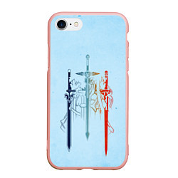 Чехол iPhone 7/8 матовый Sword Art Online, цвет: 3D-светло-розовый