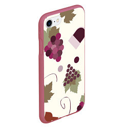 Чехол iPhone 7/8 матовый Виноград и винишко, цвет: 3D-малиновый — фото 2