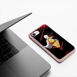 Чехол iPhone 7/8 матовый One Punch Girl, цвет: 3D-светло-розовый — фото 2
