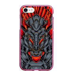 Чехол iPhone 7/8 матовый Механический дракон, цвет: 3D-малиновый