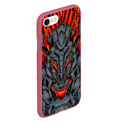 Чехол iPhone 7/8 матовый Механический дракон, цвет: 3D-малиновый — фото 2