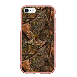 Чехол iPhone 7/8 матовый Охотничий камуфляж, цвет: 3D-светло-розовый