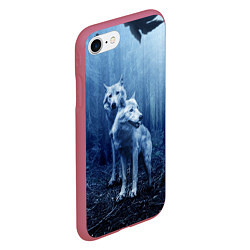 Чехол iPhone 7/8 матовый Волки, цвет: 3D-малиновый — фото 2
