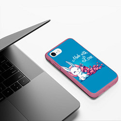 Чехол iPhone 7/8 матовый Сделано с любовью, валентина, цвет: 3D-малиновый — фото 2