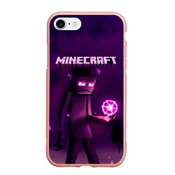 Чехол iPhone 7/8 матовый Minecraft Слендермен, цвет: 3D-светло-розовый