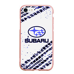 Чехол iPhone 7/8 матовый SUBARU, цвет: 3D-светло-розовый