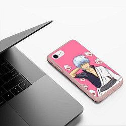 Чехол iPhone 7/8 матовый Gintama Гинтама, цвет: 3D-светло-розовый — фото 2