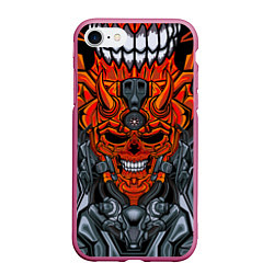 Чехол iPhone 7/8 матовый CyberSkull, цвет: 3D-малиновый