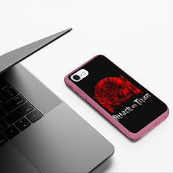Чехол iPhone 7/8 матовый Атака титанов, цвет: 3D-малиновый — фото 2