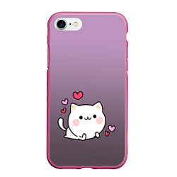 Чехол iPhone 7/8 матовый Влюбленный котенок, цвет: 3D-малиновый