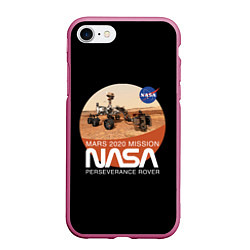 Чехол iPhone 7/8 матовый NASA - Perseverance, цвет: 3D-малиновый