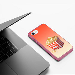 Чехол iPhone 7/8 матовый Попкорн рисунок, цвет: 3D-малиновый — фото 2