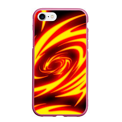 Чехол iPhone 7/8 матовый ОГНЕННЫЕ ВОЛНЫ FIRE STRIPES, цвет: 3D-малиновый