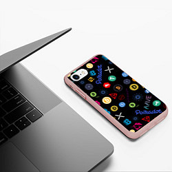 Чехол iPhone 7/8 матовый BITCOIN PATTERN БИТКОИН Z, цвет: 3D-светло-розовый — фото 2
