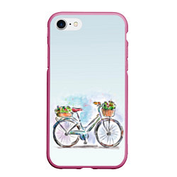 Чехол iPhone 7/8 матовый Акварельный велосипед, цвет: 3D-малиновый