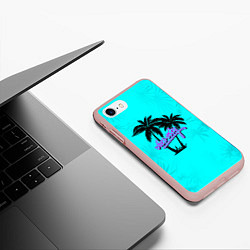 Чехол iPhone 7/8 матовый GTA Vice City гавайка, цвет: 3D-светло-розовый — фото 2