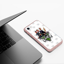 Чехол iPhone 7/8 матовый Grand Theft Auto FIVE, цвет: 3D-светло-розовый — фото 2