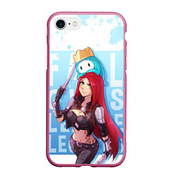 Чехол iPhone 7/8 матовый Fall guys x league of legands, цвет: 3D-малиновый