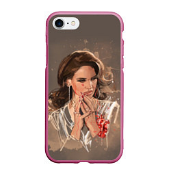 Чехол iPhone 7/8 матовый Lana del rey, цвет: 3D-малиновый