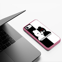 Чехол iPhone 7/8 матовый MONOKUMA МОНОКУМА BEAR, цвет: 3D-малиновый — фото 2