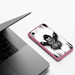 Чехол iPhone 7/8 матовый DEATH NOTE ТЕТРАДЬ СМЕРТИ, цвет: 3D-малиновый — фото 2