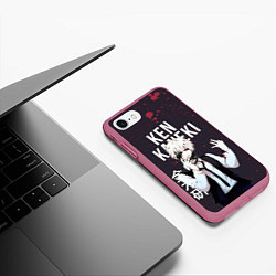 Чехол iPhone 7/8 матовый Ken Kaneki Tokyo Ghoul, цвет: 3D-малиновый — фото 2