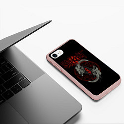Чехол iPhone 7/8 матовый Slipknot Черепа, цвет: 3D-светло-розовый — фото 2
