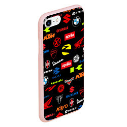 Чехол iPhone 7/8 матовый Motorcycle pattern Мото паттерн Z, цвет: 3D-светло-розовый — фото 2