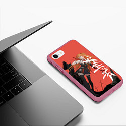 Чехол iPhone 7/8 матовый Evangelion Asuka Langley, цвет: 3D-малиновый — фото 2